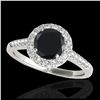 1.50 ctw VS Black Diamond Solitaire Halo Ring 10K White Gold - REF-54H5M - SKU:33484