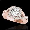 1.65 ctw H-SI/I Diamond Solitaire Halo Ring 10K Rose Gold - REF-218X2R - SKU:33308