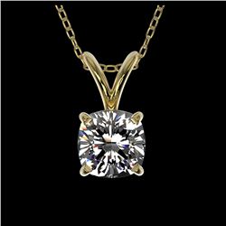 0.50 ctw VS/SI Cushion Diamond Necklace 10K Yellow Gold - REF-79N5A - SKU:33171