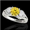 Image 1 : 1.70 ctw SI/I Fancy Intense Yellow Diamond 3 Stone Ring 10K White Gold - REF-252M3F - SKU:35347