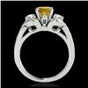 Image 2 : 1.70 ctw SI/I Fancy Intense Yellow Diamond 3 Stone Ring 10K White Gold - REF-252M3F - SKU:35347