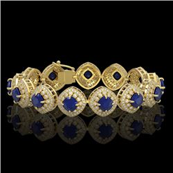 37.35 ctw Sapphire & Diamond Bracelet 14K Yellow Gold - REF-870X9R - SKU:44152