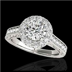 1.70 ctw H-SI/I Diamond Solitaire Halo Ring 10K White Gold - REF-218R2K - SKU:33724