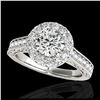 1.70 ctw H-SI/I Diamond Solitaire Halo Ring 10K White Gold - REF-218R2K - SKU:33724