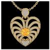 3 ctw Citrine With Diamond Heart Necklace 14K Yellow Gold - REF-127W3H - SKU:20503