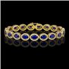 15.2 ctw Sapphire & Diamond Halo Bracelet 10K Yellow Gold - REF-244H2M - SKU:40459