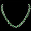 29.73 ctw Jade & Diamond Halo Necklace 10K White Gold - REF-588V5Y - SKU:46043
