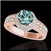 1.40 ctw SI Fancy Blue Diamond Solitaire Halo Ring 10K Rose Gold - REF-129W5H - SKU:34555