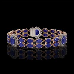 20.99 ctw Sapphire & Diamond Bracelet 14K Rose Gold - REF-188A2V - SKU:44232