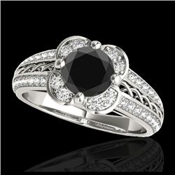 2.05 ctw VS Black Diamond Solitaire Halo Ring 10K White Gold - REF-73R9K - SKU:34268