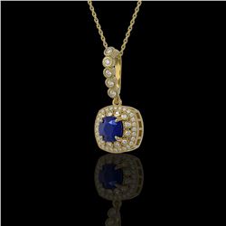 2.55 ctw Sapphire & Diamond Necklace 14K Yellow Gold - REF-74R2K - SKU:44080