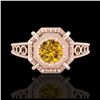 Image 2 : 0.53 ctw Intense Fancy Yellow Diamond Art Deco Ring 18K Rose Gold - REF-145R5K - SKU:37442
