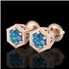 1.15 ctw Fancy Intense Blue Diamond Art Deco Earrings 18K Rose Gold - REF-127Y3X - SKU:38042