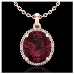 11 ctw Garnet & VS/SI Diamond Necklace 14K Rose Gold - REF-62H2M - SKU:20611