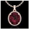 11 ctw Garnet & VS/SI Diamond Necklace 14K Rose Gold - REF-62H2M - SKU:20611