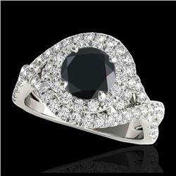 2 ctw VS Black Diamond Solitaire Halo Ring 10K White Gold - REF-74K3W - SKU:33876