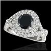2 ctw VS Black Diamond Solitaire Halo Ring 10K White Gold - REF-74K3W - SKU:33876