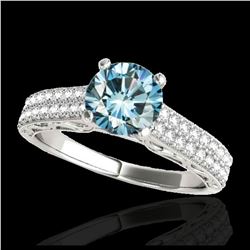 1.91 ctw SI Blue Diamond Solitaire Ring 10K White Gold - REF-185Y5X - SKU:34707