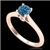 0.56 ctw Fancy Intense Blue Diamond Art Deco Ring 18K Rose Gold - REF-81M8F - SKU:38189
