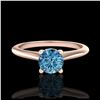 Image 2 : 0.56 ctw Fancy Intense Blue Diamond Art Deco Ring 18K Rose Gold - REF-81M8F - SKU:38189