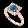 1.10 ctw Intense Blue Diamond Art Deco Ring 18K Rose Gold - REF-169Y3X - SKU:38154