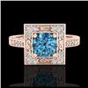 Image 2 : 1.10 ctw Intense Blue Diamond Art Deco Ring 18K Rose Gold - REF-169Y3X - SKU:38154