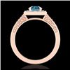 Image 3 : 1.10 ctw Intense Blue Diamond Art Deco Ring 18K Rose Gold - REF-169Y3X - SKU:38154