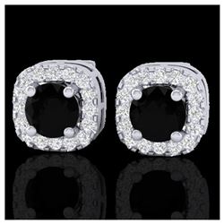 0.90 ctw Black & VS/SI Diamond Earrings 18K White Gold - REF-58Y2X - SKU:21169