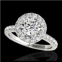 1.75 ctw H-SI/I Diamond Solitaire Halo Ring 10K White Gold - REF-135N2A - SKU:33436