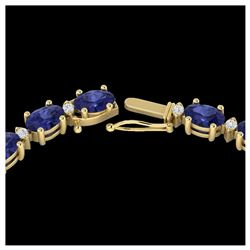 34 ctw Tanzanite & VS/SI Diamond Eternity Necklace 10K Yellow Gold - REF-281V8Y - SKU:21607