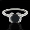 1.33 ctw VS Black Diamond Solitaire Halo Ring 10K White Gold - REF-43R3K - SKU:33292