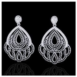 3 ctw Black & VS/SI Diamond Earrings 18K White Gold - REF-307R5K - SKU:21145