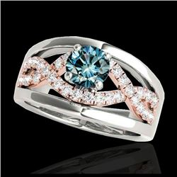1.30 ctw SI Fancy Blue Diamond Solitaire Ring 10K White & Rose Gold - REF-135R2K - SKU:35291