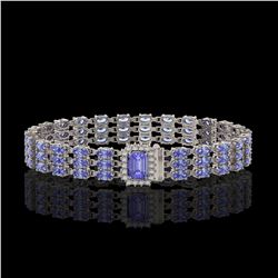 24.18 ctw Tanzanite & Diamond Bracelet 14K White Gold - REF-299M3F - SKU:45944