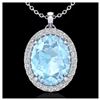 2.75 ctw Aquamarine & VS/SI Diamond Halo Necklace 18K White Gold - REF-58W4H - SKU:20579