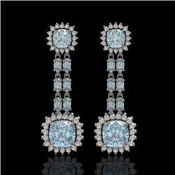 19.64 ctw Sky Topaz & Diamond Earrings 14K White Gold - REF-222F5N - SKU:44939