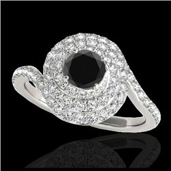 1.86 ctw VS Black Diamond Solitaire Halo Ring 10K White Gold - REF-66V8Y - SKU:34507