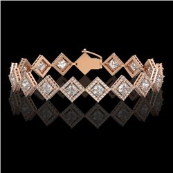 11.7 ctw Princess Diamond Bracelet 18K Rose Gold - REF-1611Y3X - SKU:42798