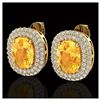 Image 1 : 6 ctw Citrine & VS/SI Diamond Earrings 14K Yellow Gold - REF-118M2F - SKU:20119