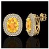 Image 2 : 6 ctw Citrine & VS/SI Diamond Earrings 14K Yellow Gold - REF-118M2F - SKU:20119