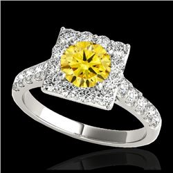 2.5 ctw SI/I Fancy Intense Yellow Diamond Ring 10K White Gold - REF-265R9K - SKU:34148