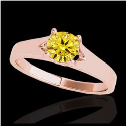 1 ctw SI/I Fancy Intense Yellow Diamond Ring 10K Rose Gold - REF-184R3K - SKU:35163