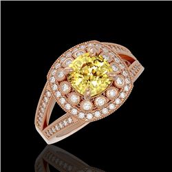 2.09 ctw Canary Citrine & Diamond Ring 14K Rose Gold - REF-94X9R - SKU:44040