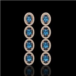 6.28 ctw London Topaz & Diamond Halo Earrings 10K Rose Gold - REF-125W5H - SKU:40539