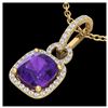3.50 ctw Amethyst & VS/SI Diamond Necklace 18K Yellow Gold - REF-63F5N - SKU:22977
