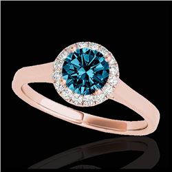 1.11 ctw SI Fancy Blue Diamond Halo Ring 10K Rose Gold - REF-125Y5X - SKU:33820