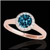 1.11 ctw SI Fancy Blue Diamond Halo Ring 10K Rose Gold - REF-125Y5X - SKU:33820