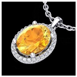 2.50 ctw Citrine & VS/SI Diamond Necklace 18K White Gold - REF-44Y4X - SKU:21076