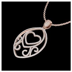1.75 ctw VS/SI Diamond Heart Necklace 14K Rose Gold - REF-180N2A - SKU:22589