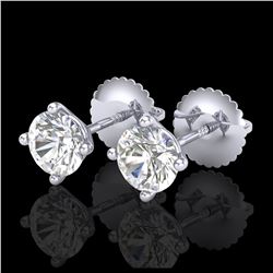 1.01 ctw VS/SI Diamond Solitaire Art Deco Stud Earrings 18K White Gold - REF-180Y2X - SKU:37298